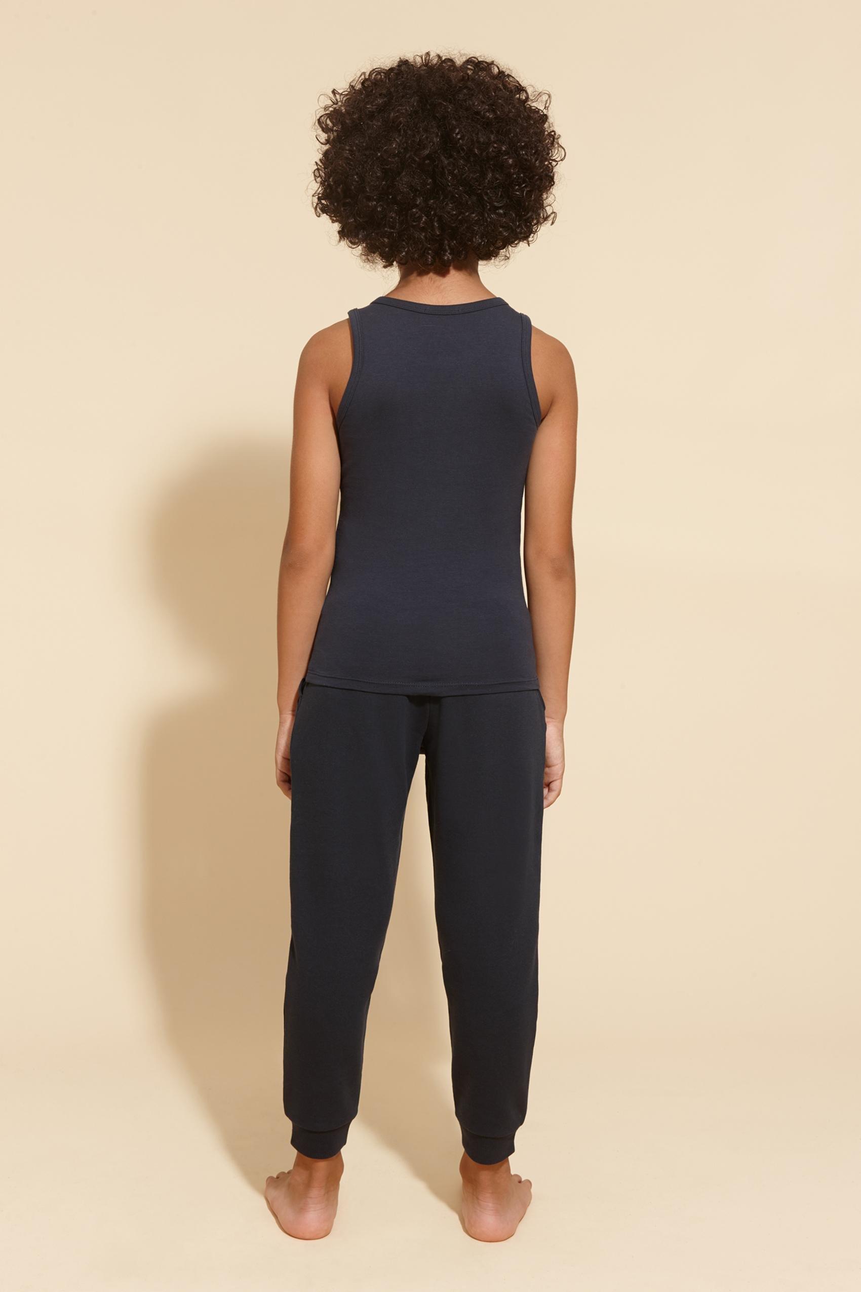 Blue Wide-Strap Thermal Cotton Vest Top, , large image number 1