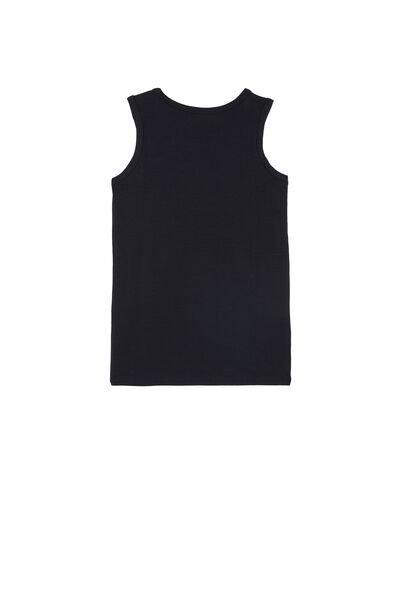 Blue Wide-Strap Thermal Cotton Vest Top, , large image number 3