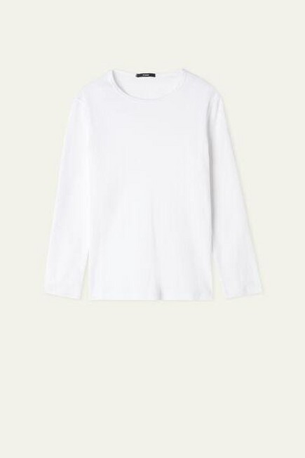 Tezenis - White Long Sleeve Warm Cotton T-Shirt, Kids Unisex