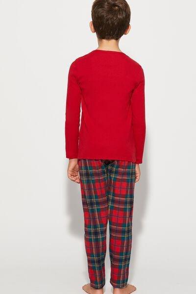 Red Long Sleeve Warm Cotton T-Shirt, Kids Unisex, Deep Red, large image number 2