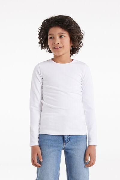 White Long-Sleeved Top, Kids Boys, , medium