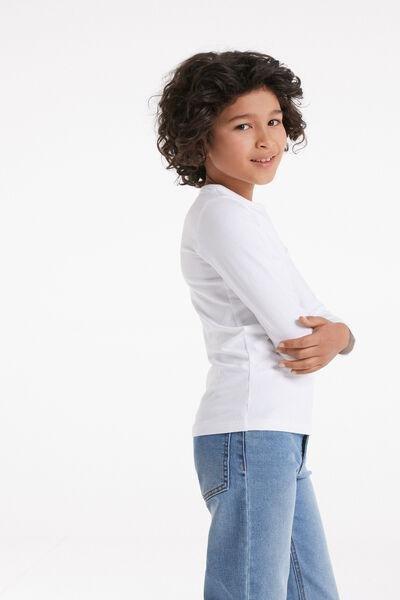 White Long-Sleeved Top, Kids Boys, , large image number 1