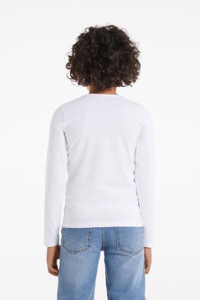 White Long-Sleeved Top, Kids Boys, , large image number 2