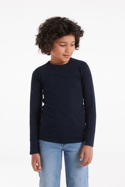 Navy Long-Sleeved Top, Kids Boys, , large image number 0