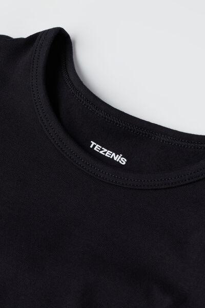 Black Round Neck Top, Kids Unisex, Black, large image number 5