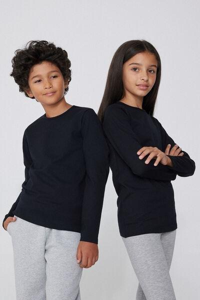 Black Round Neck Top, Kids Unisex, Black, large image number 7
