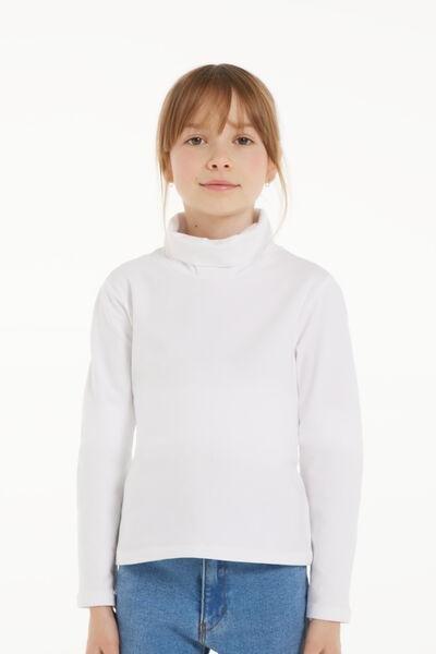 White Polo Neck Top, Kids Unisex, , large image number 0