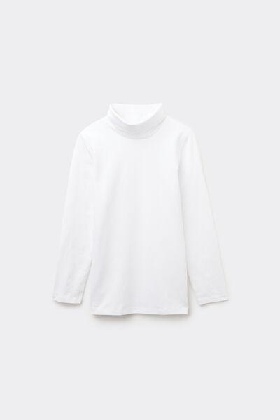 White Polo Neck Top, Kids Unisex, White, large image number 6