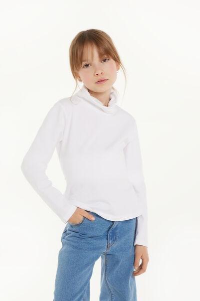 White Polo Neck Top, Kids Unisex, White, large image number 7