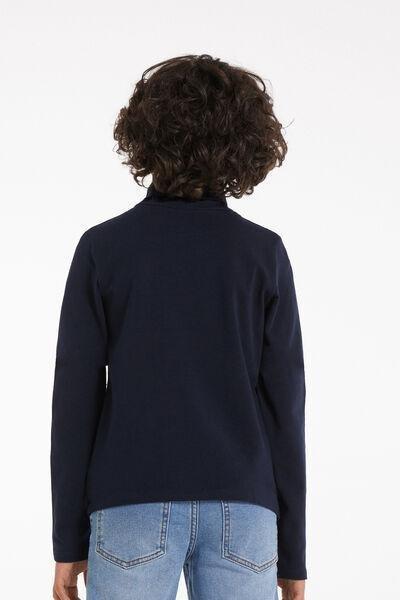 Navy Polo Neck Top, Kids Boys, , large image number 2