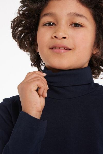 Navy Polo Neck Top, Kids Boys, , large image number 3