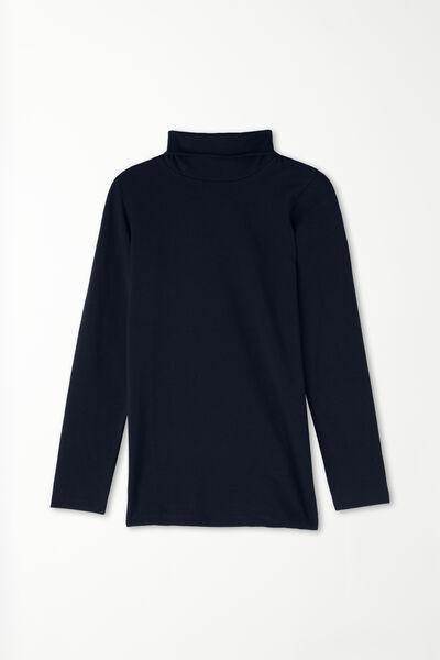 Navy Polo Neck Top, Kids Unisex, Blue, large image number 5