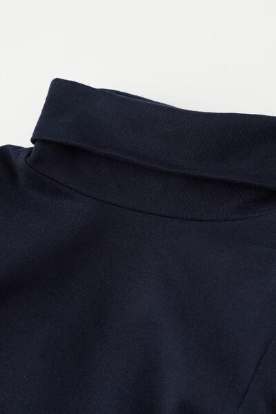 Navy Polo Neck Top, Kids Unisex, Blue, large image number 6