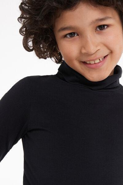Black Polo Neck Top, Kids Boys, , large image number 3