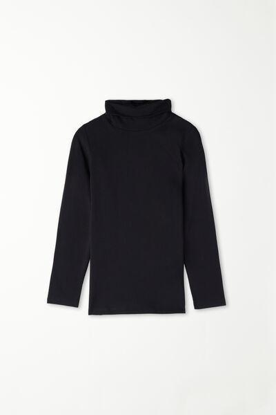 Black Polo Neck Top, Kids Boys, , large image number 4