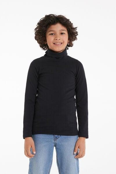 Black Polo Neck Top, Kids Unisex, Black, large image number 7