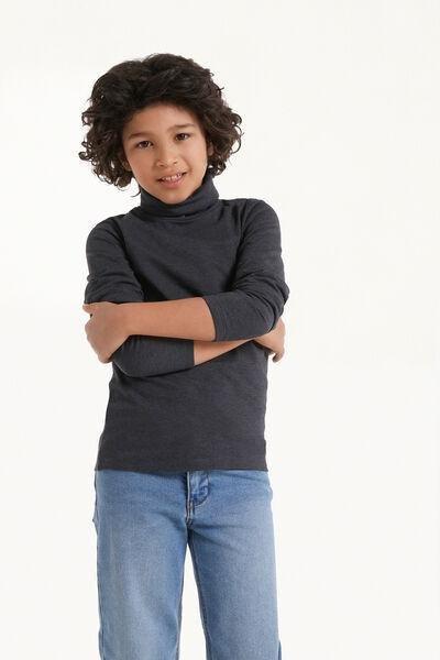 Grey Polo Neck Top, Kids Boys, , large image number 1