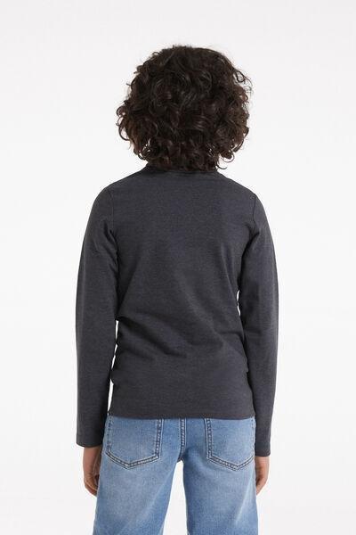 Tezenis - Grey Long-Sleeved Polo Neck Thermal Cotton Top