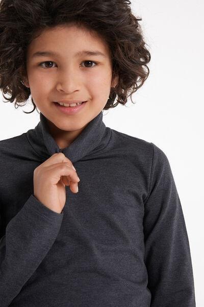 Grey Polo Neck Top, Kids Boys, , large image number 3
