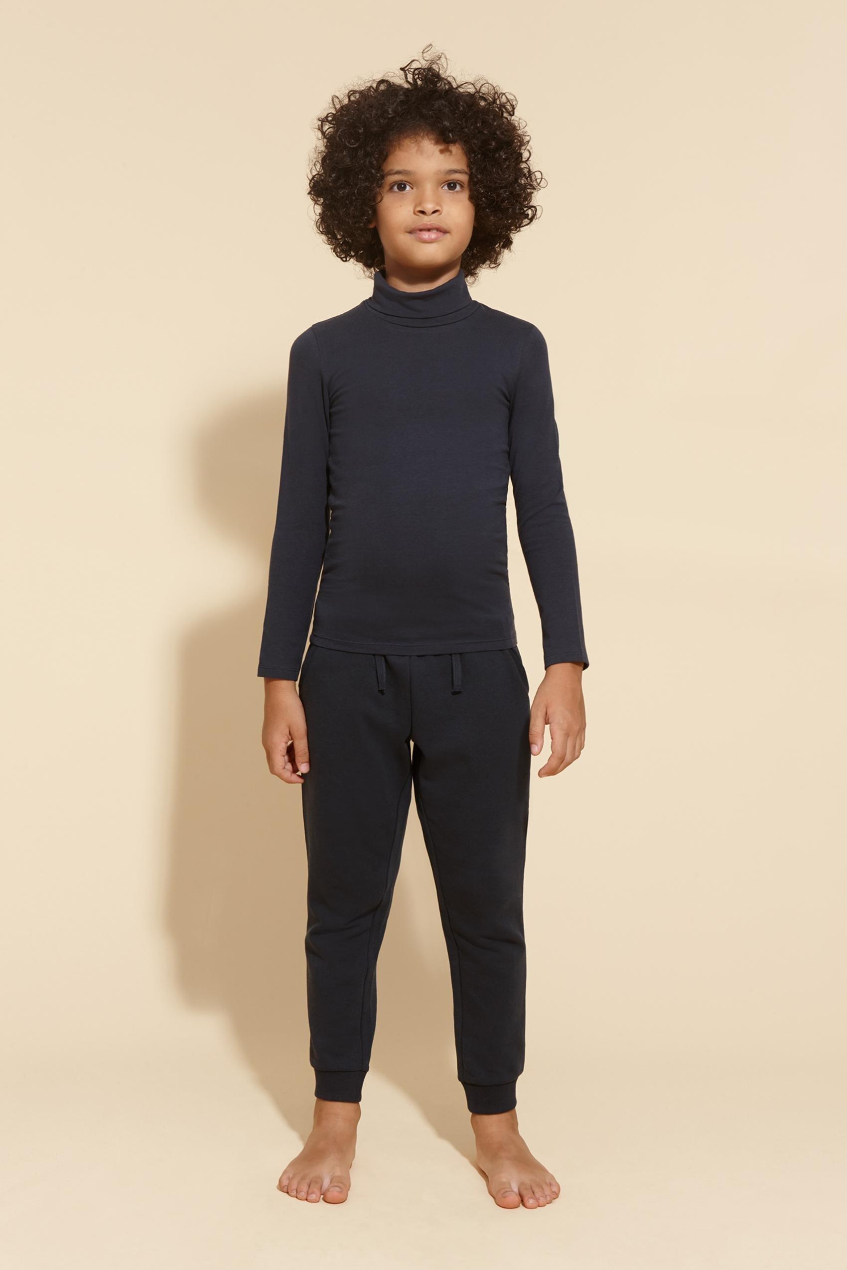 SKY BLUE Long-Sleeve High-Neck Thermal Cotton Top, Sky Blue, large image number 0