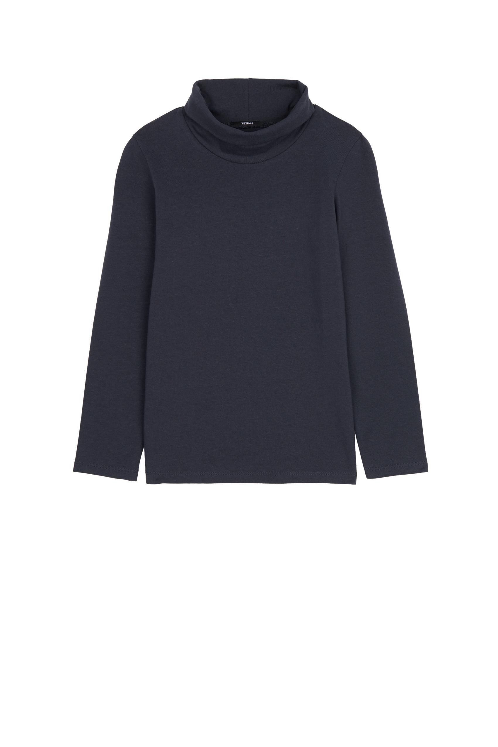 SKY BLUE Long-Sleeve High-Neck Thermal Cotton Top, Sky Blue, large image number 4