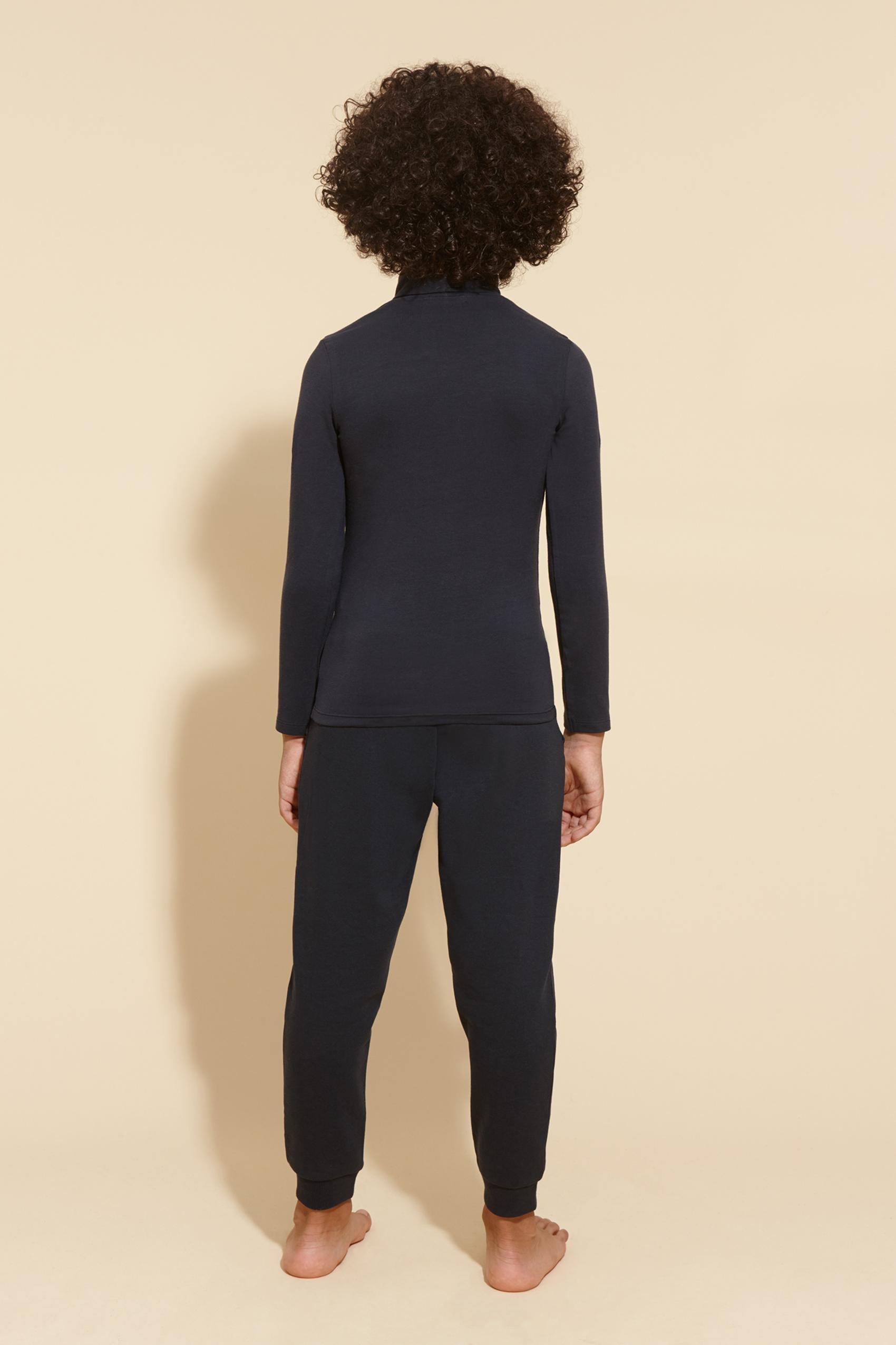 SKY BLUE Long-Sleeve High-Neck Thermal Cotton Top, Sky Blue, large image number 6
