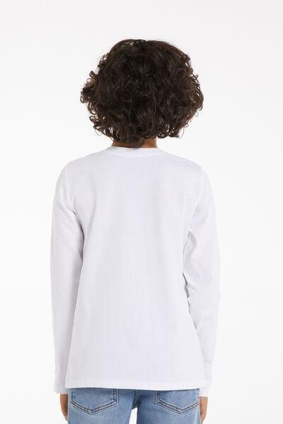 White Long-Sleeved Basic Cotton Shirt, Kids Unisex, , large image number 2