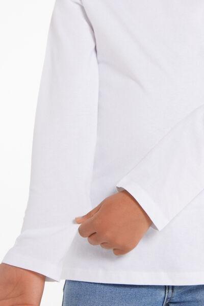 White Long-Sleeved Basic Cotton Shirt, Kids Unisex, , large image number 3