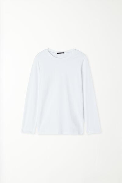 White Long-Sleeved Basic Cotton Shirt, Kids Unisex, , large image number 4