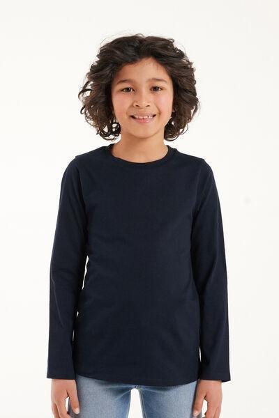 Tezenis - Blue Basic Long-Sleeved Cotton Top, Unisex Kids