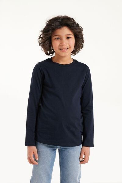 Tezenis - Blue Basic Long-Sleeved Cotton Top, Unisex Kids