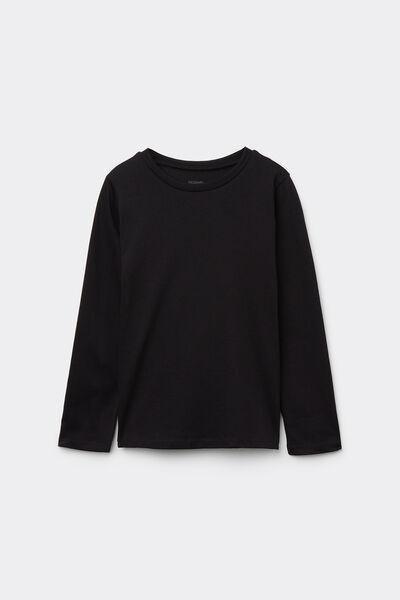 Black Long-Sleeved Top, Kids Boys, , large image number 1