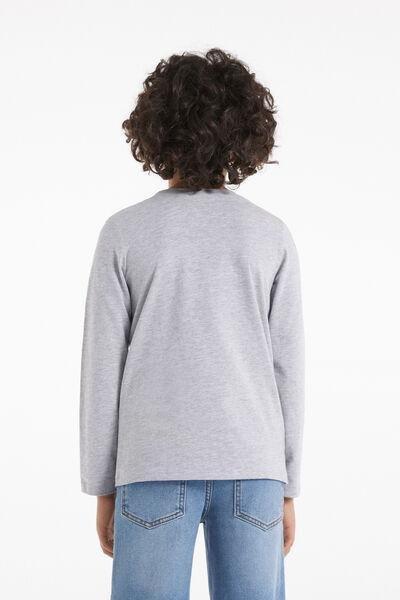 Grey Long-Sleeved Basic Cotton Shirt, Kids Unisex, , large image number 2