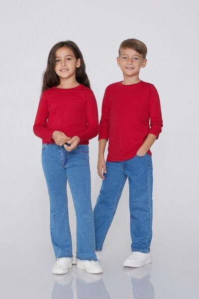 Red Long-Sleeved Top, Kids Unisex, 5701_873V, medium