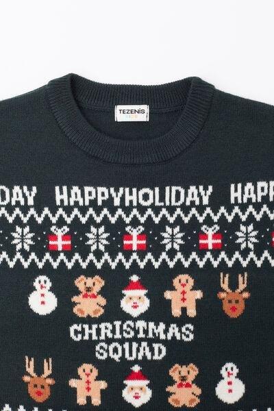 Black Christmas Squad Rounded Neck Sweater, Kids Unisex, 5701_918Y, large image number 2
