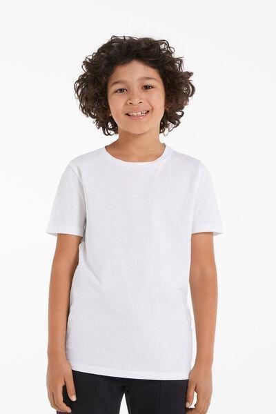 White Short Sleeve Basic Top, , large image number 0