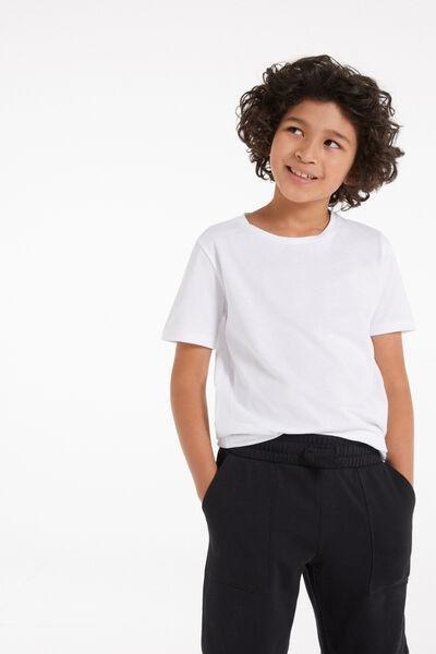 White Short Sleeve Basic Top, White, large image number 1