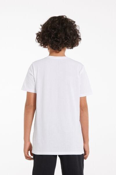 White Short Sleeve Top, Kids Boys, White, large image number 2