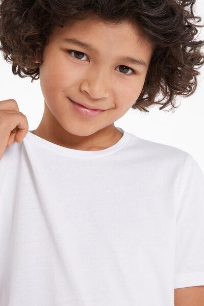 White Short Sleeve Basic Top, , large image number 3