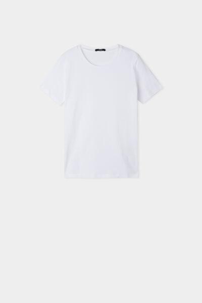 White Short Sleeve Basic Top, , large image number 4