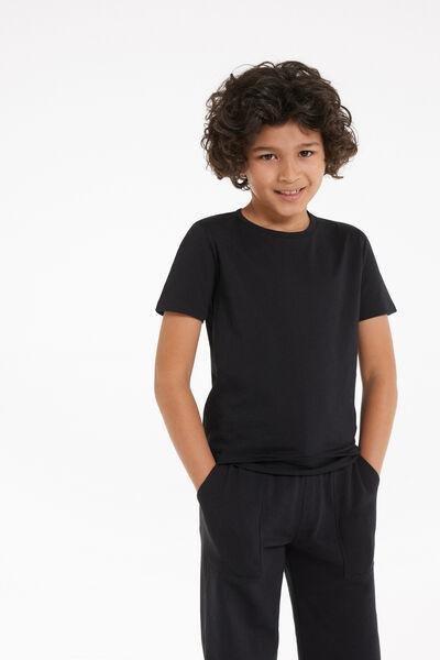 Black Short Sleeve Basic Top, , large image number 1