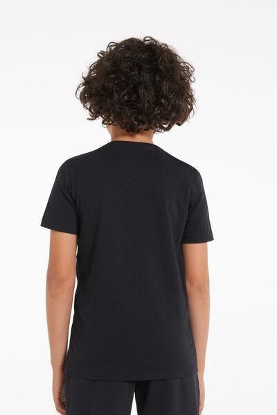 Black Short Sleeve Basic Top, , large image number 2