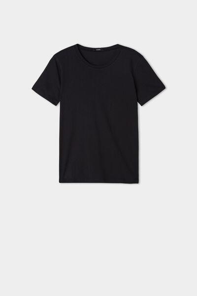 Black Short Sleeve Basic Top, , large image number 4
