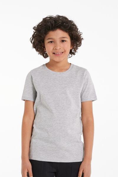 Grey Cotton Rounded Neck T-Shirt, Kids Unisex, , large image number 0