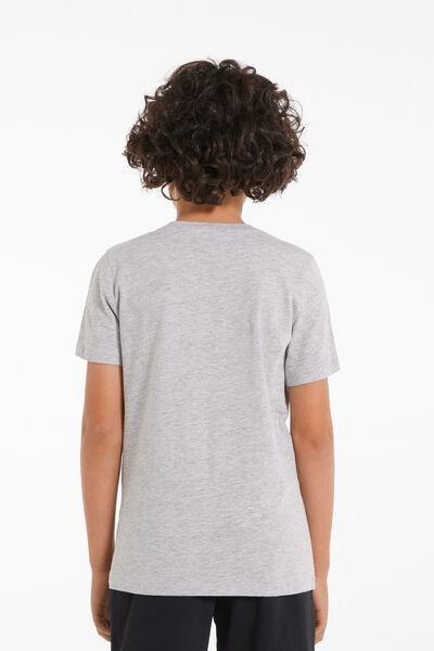 Grey Cotton Rounded Neck T-Shirt, Kids Unisex, , large image number 2