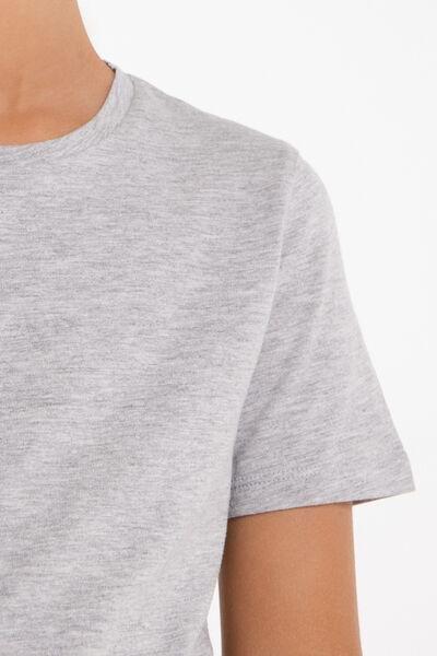 Grey Cotton Rounded Neck T-Shirt, Kids Unisex, Light Grey Blend, large image number 3