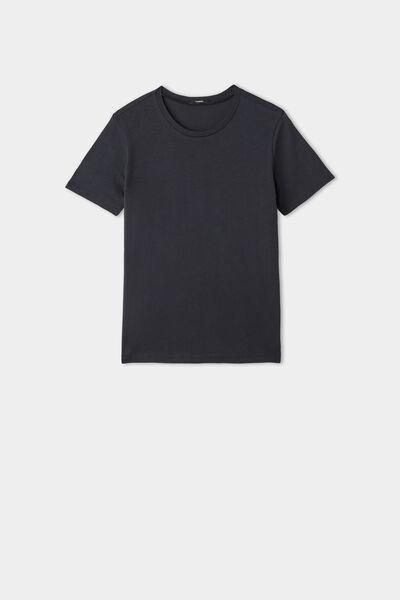 Blue Cotton Rounded Neck T-Shirt, Kids Unisex, Deep Blue, large image number 0