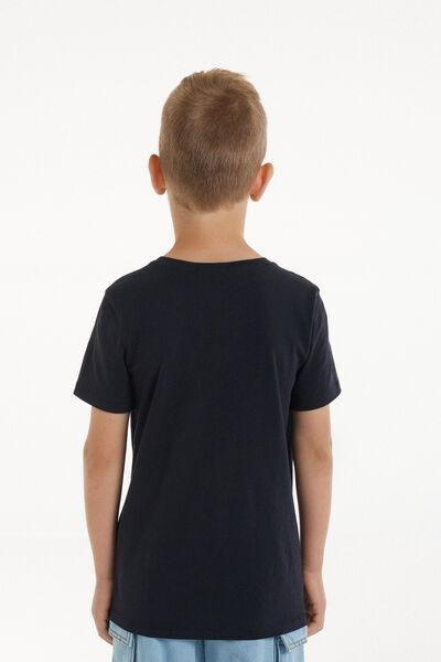 Blue Cotton Rounded Neck T-Shirt, Kids Unisex, , large image number 4