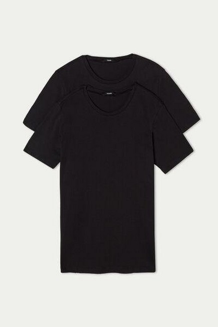Tezenis - أسود 2 × قميص قصير الأكمام للجنسين من الجيرسيه
