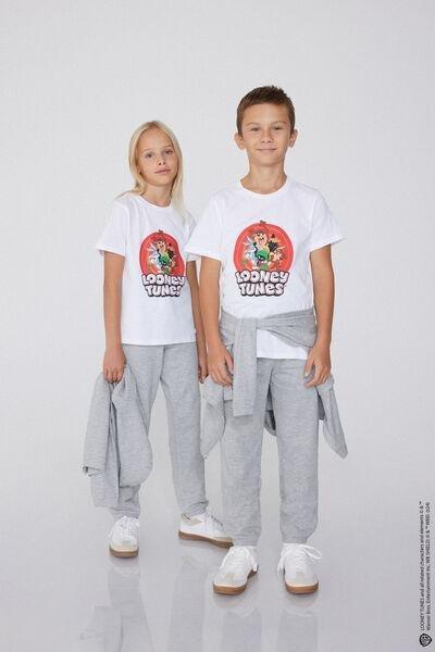 White Printed T-Shirt Casual, Kids Unisex, , large image number 0